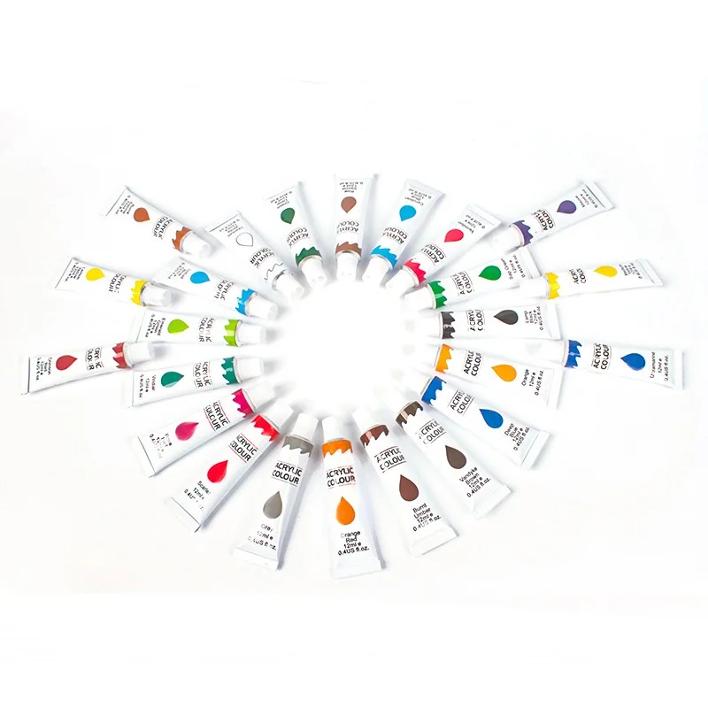 Wholesale 24 Color Aluminum Tube Pigments 12ml Single Bulk Acrylic Watercolor Oil Painting Pigment