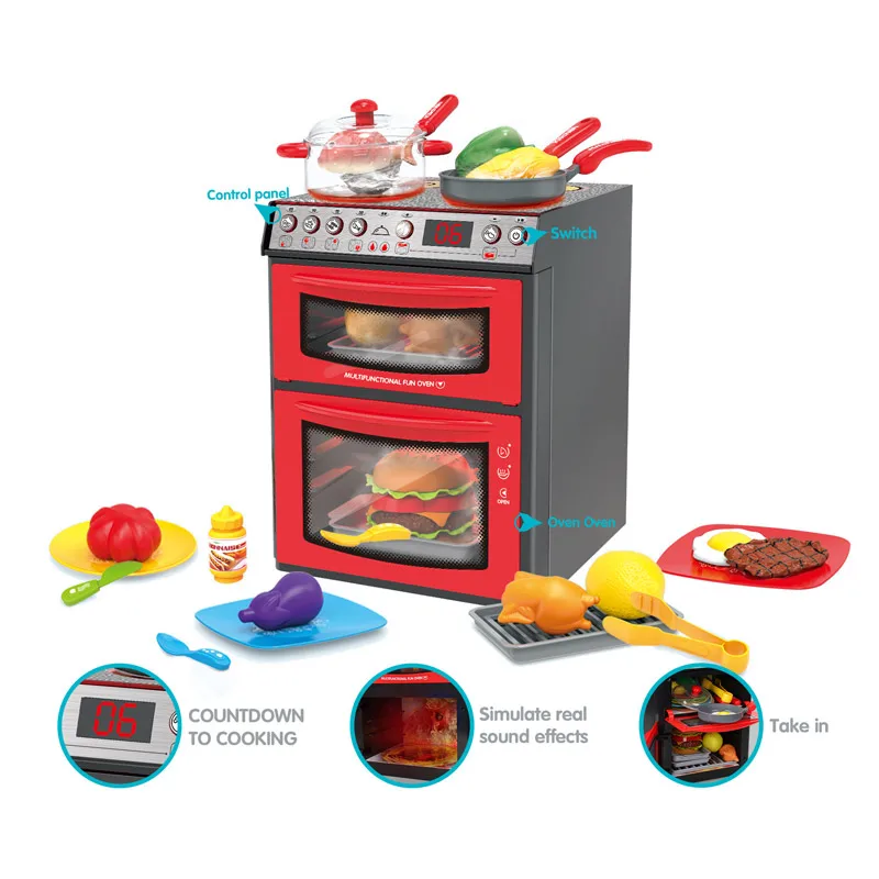 EPT Toys Battery operated simulation plastic oven toy pretend play girl cooking game kitchen set toys
