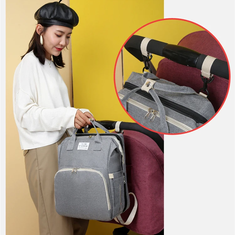 Multifunctional Portable Large Mom Diaper Bag Folding Baby Travel Large Backpack Baby Bed Diaper Changing Table Pads For Outdoor