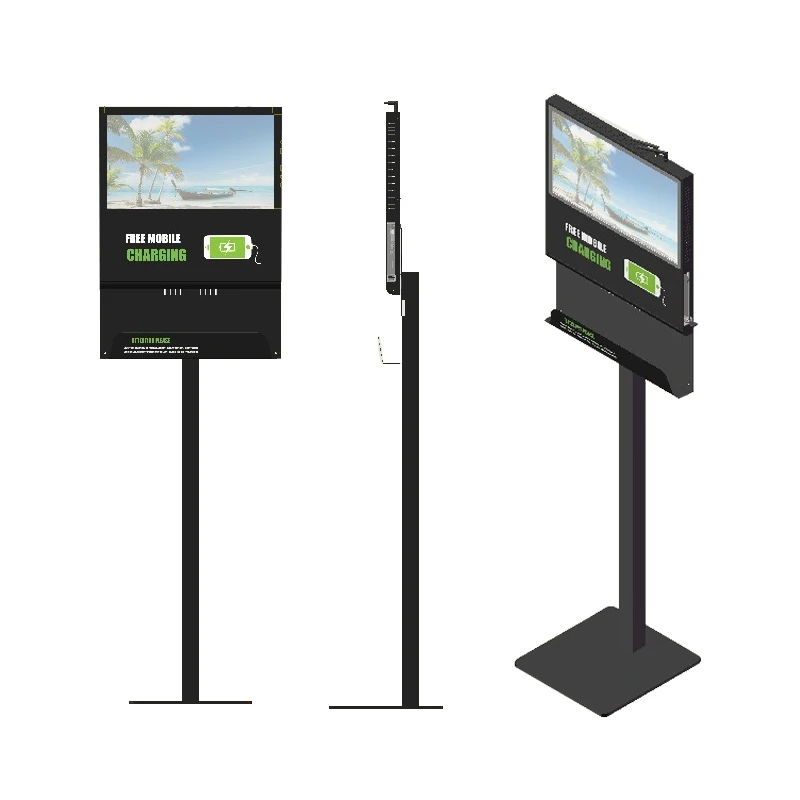21.5 inch Android WiFi Digital Signage Kiosk Outdoor Medical Treatments Smart Phone Charging Cables Magazine Holder