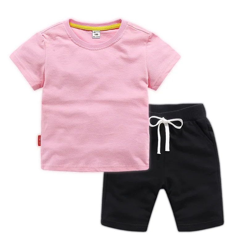 Summer Custom Logo Made Outdoor Toddler Boys Cotton Print Sets Baby Clothes Kids Clothing Tracksuits T Shirt Shorts Set