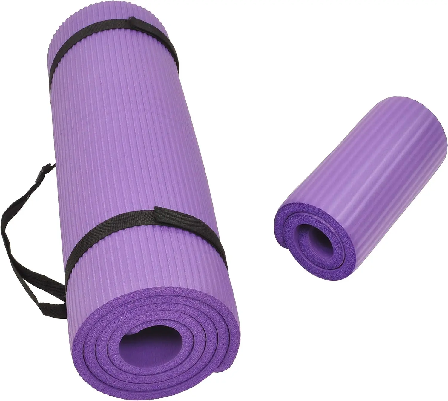 All Purpose Extra Thick High Density Anti-Tear Exercise Foam Yoga Mat with Carrying Strap and Optional Yoga Blocks