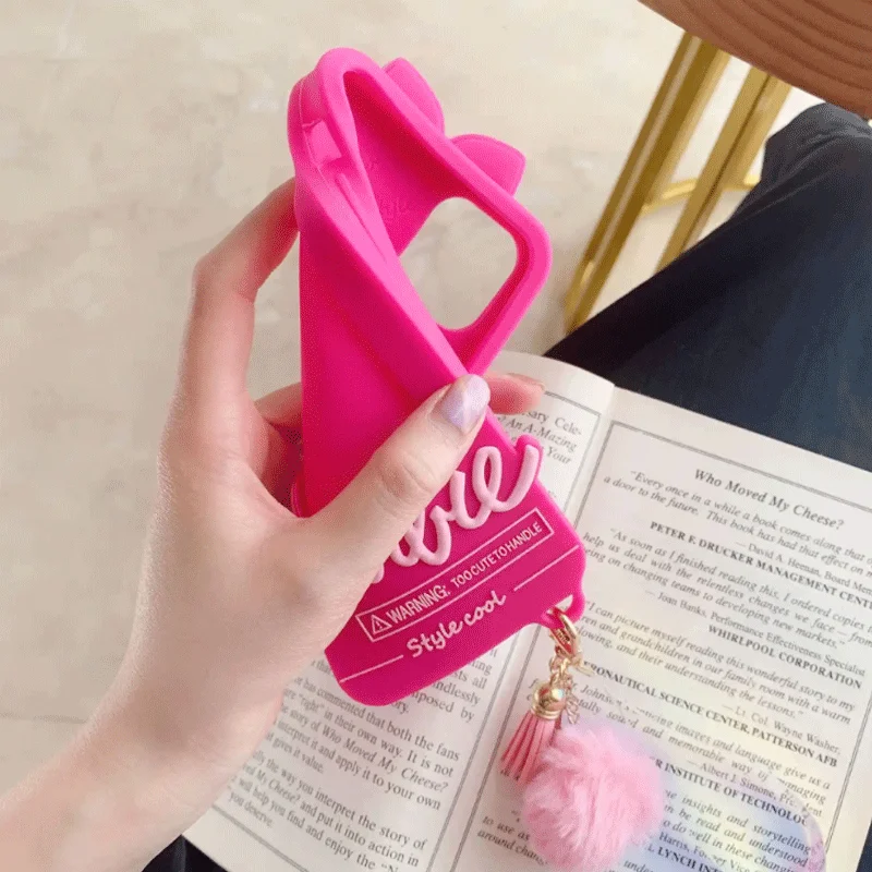 Retro 3d Novelty Case Barbie Phone Case Pink Kawaii Barbie Love Bow Silicone Protective Gel Back Cover