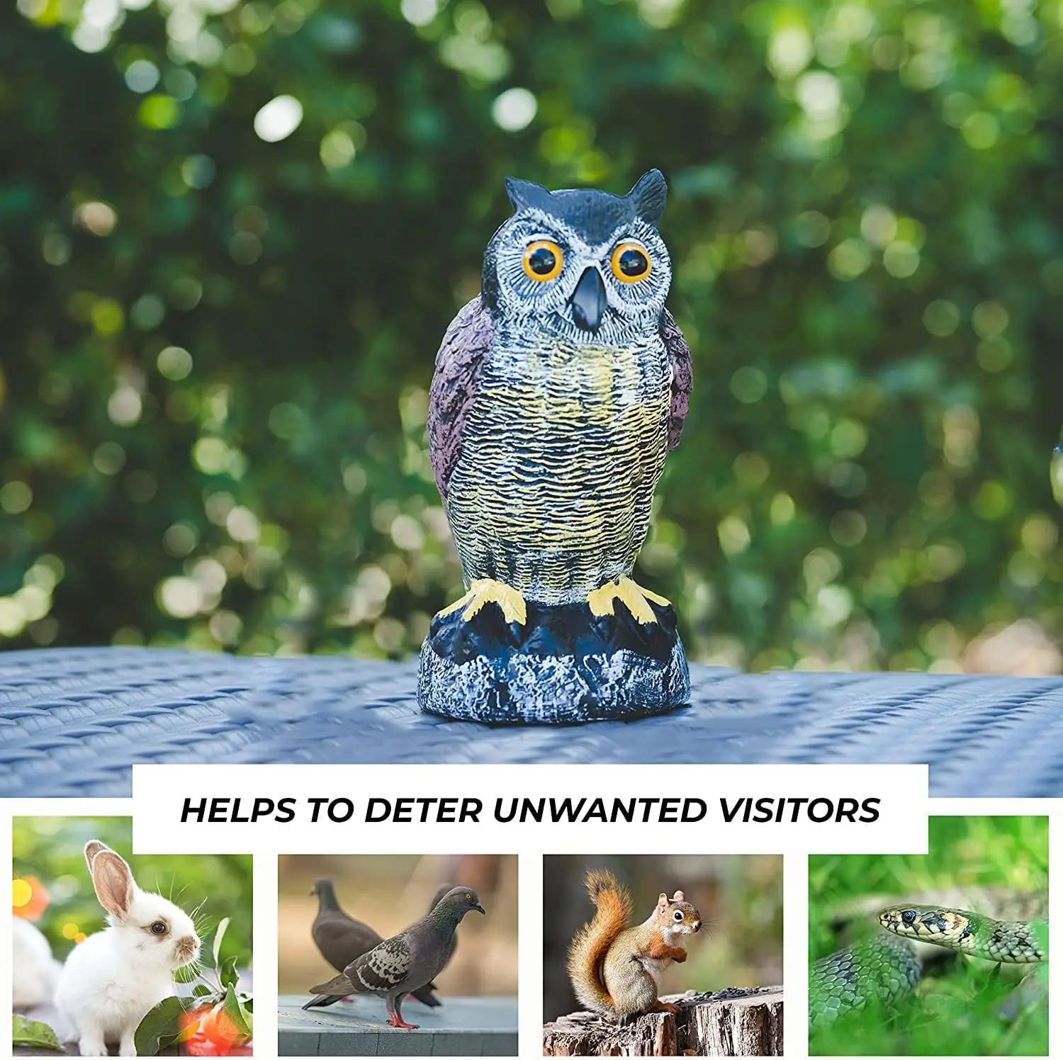 Pack of 3 Outdoors Plastic Owls Statue To Scare Birds Away For Back Yard
