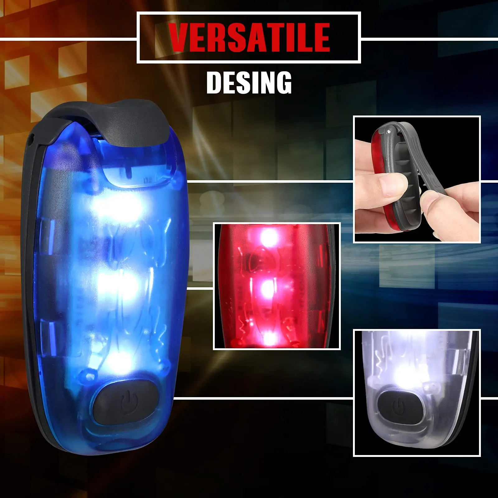 UMIONE LED Night Safety Light Clip On Strobe Running Lights For Cycling Walking