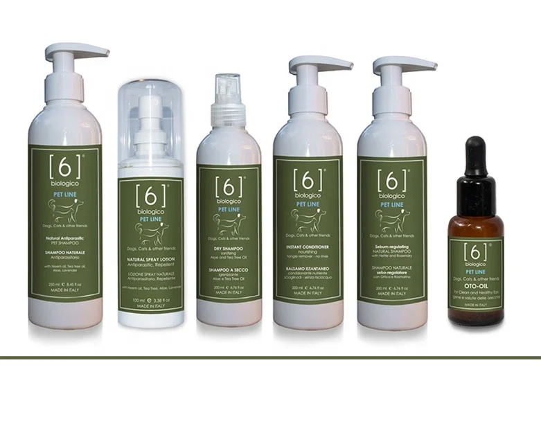 
Italian Natural Pet Products   Shampoo, Lotion, Conditioner, Ear Oil   Organic ingredients 