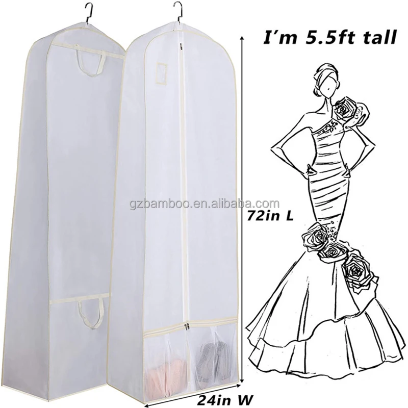 Factory Price Garment Bag with Pockets Customized Wedding Dress Bag Waterproof Wedding Dress Cover Bag
