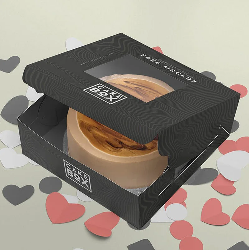 Cake box disposable customized with window cake box white cardboard kraft paper