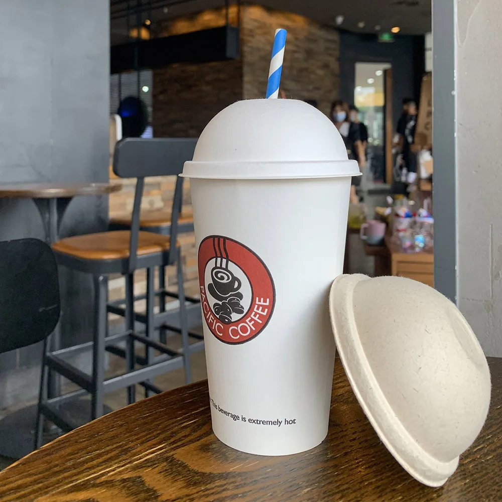 Biodegradable Eco-friendly Sugarcane Bagasse To Go Disposable Paper Drink Coffee Cup With Lid Cover