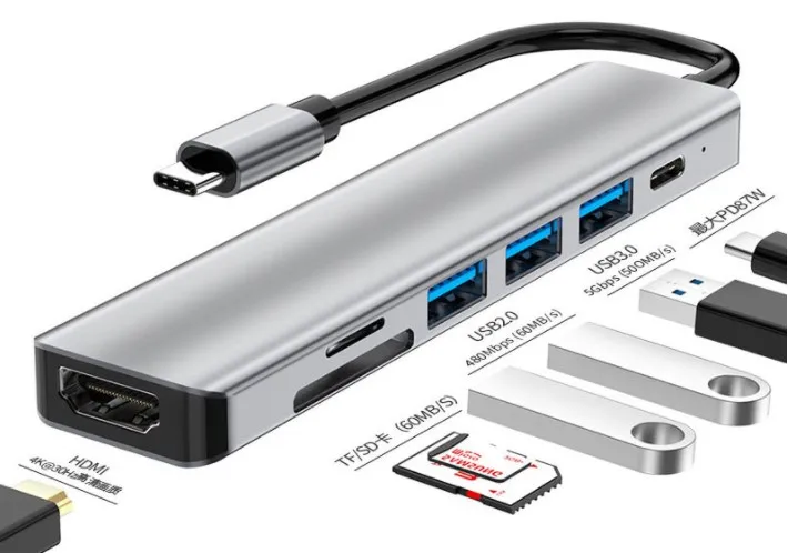 7in1 Type C USB HUB SD/TF/HDTV/PD Fast Charge