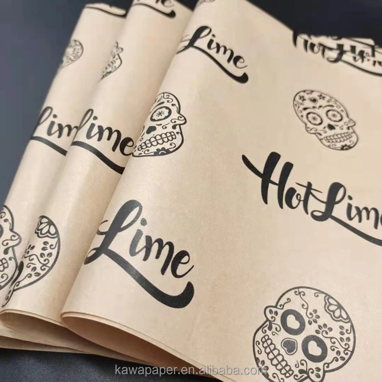 customized wax paper for food greaseproof hamburger sandwich paper for food packaging