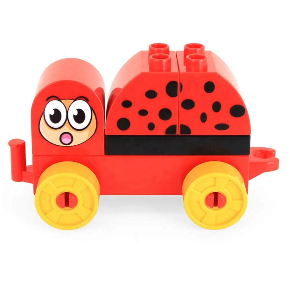 plastic dubie educational DIY set cheap small creative ladybug building blocks toys for playing