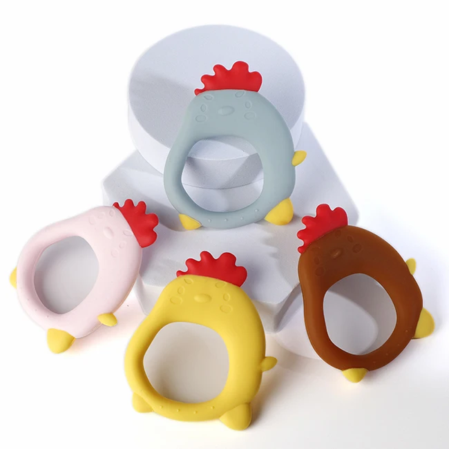 2021 food grade animal silicone christmas gift set toys organic teether bpa free rubber silicone baby teethers