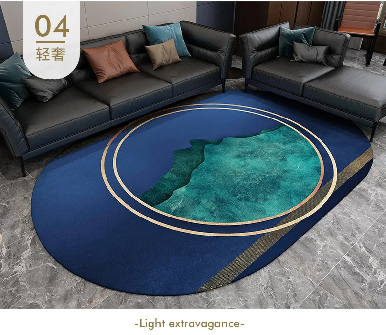 
New Design Green Modern Custom Carpet Printed Oval Area Rug for Living Room 