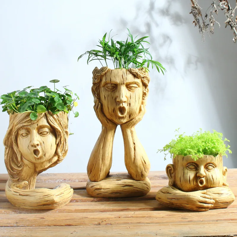 Garden Supplies Planters Fashion Anthropomorphic Leisure Drink Shop Creative Funny Expression Flowerpot Home
