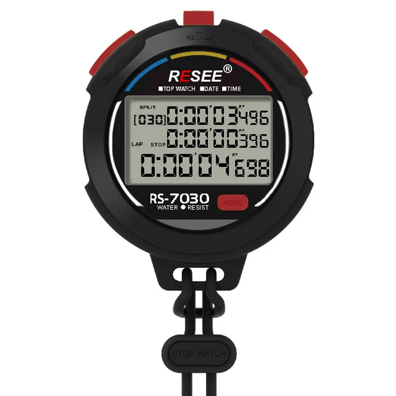 Resee Factory OEM 3 Rows Display Waterproof Swimming Coach Stopwatch 30 Memory Electronic Timer Lab Sports Stop Watch