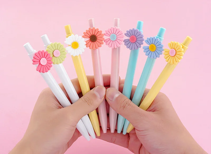 Popular Daisy Press 0.5mm Ballpoint Pen Colorful Black Gel Pen Writing Tool For Office School
