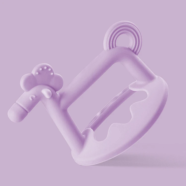 Pony Shape Packaging Box Toddle Toy Teething Ring food grade silicone Baby hand shaped water teether