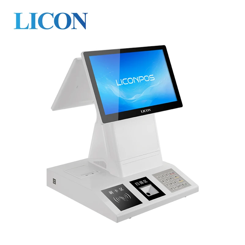 LICON 15.6Inch self-service Kiosk Terminal with Printer QR Corder NFC RFID Touch Screen POS system for Ordering
