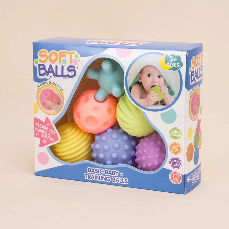 Newest sensory baby toys 6pcs Baby Textured Multi Ball Set Infant Sensory Balls Massage Soft Ball
