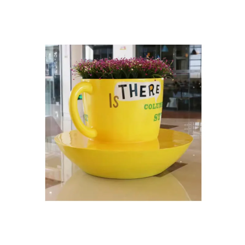 High quality outdoor commercial street fiberglass flower vat sculptures interior decoration sculptures for sale