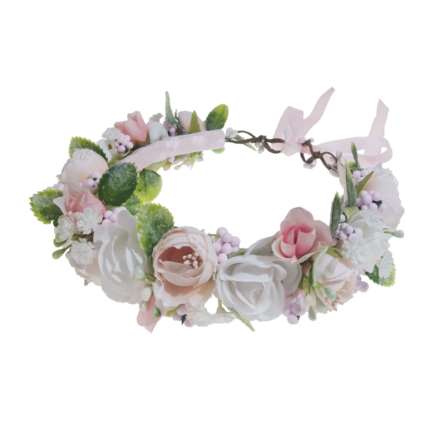 Wedding Tiaras Bride Tiara Artificial Flower Headband And Crowns Hair Accessories Flower Girls Flower Crown Headdress Hairband