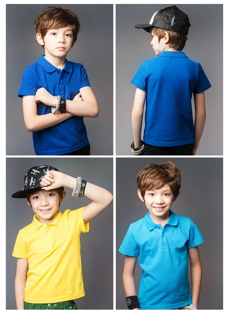 2023 new style summer children boys girls polo t-shirts for kids blank custom logo  plain t shirts kids polo shirts
