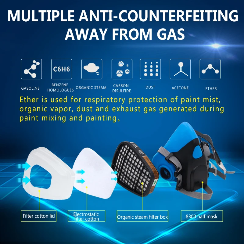 
Automobile spray paint silicone mask gas mask filter paint organic gas soft and comfortable 