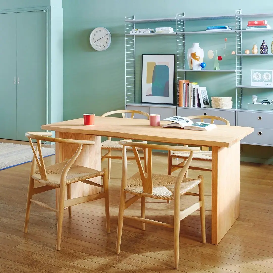 Dining Room Living Room Y Chairs Vintage Wishbone Chair Classic Solid Wood & Natural Rattan Seat Comfortable Multiple Functions