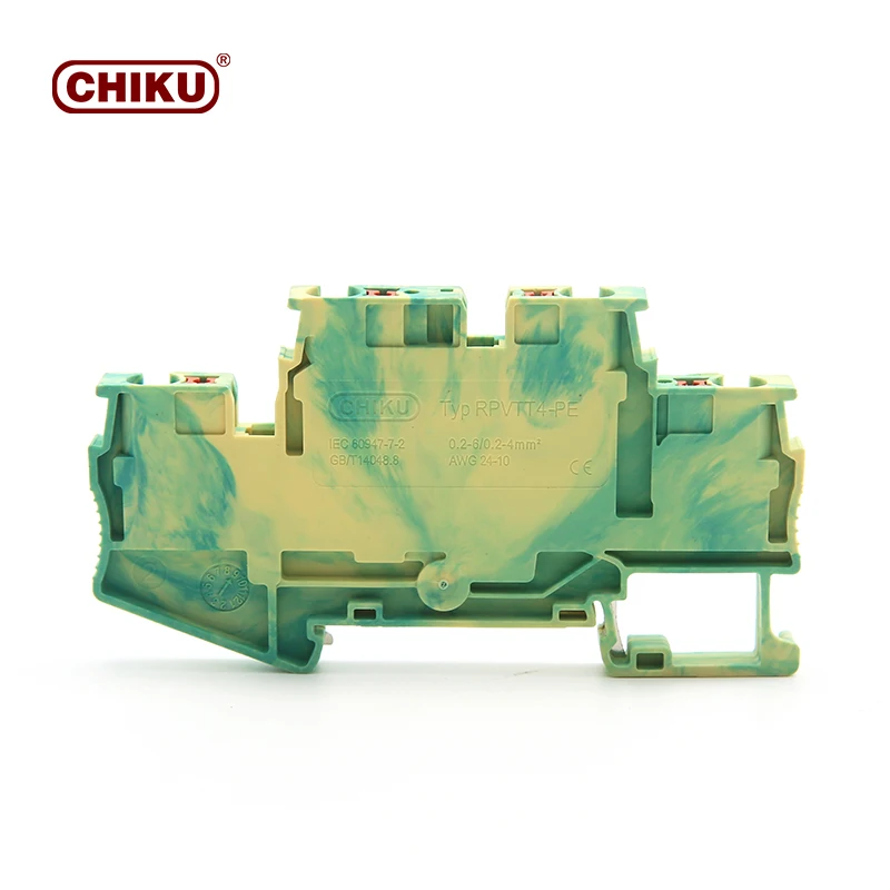 RPVTT4-PE 4 mm2 Spring Din Rail Mounted Terminal Block from Huntec CHIKU