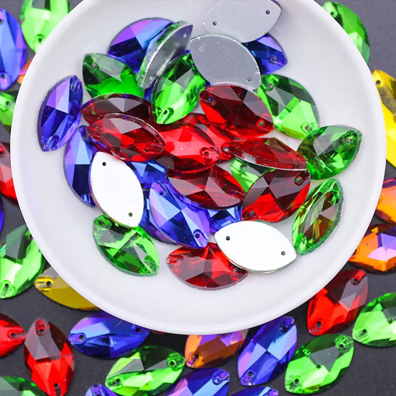 Navette ( 2 Holes ) Pick You Want Crystal Elements Sew on Flat Back Glass Rhinestones New Opp Bag Paypal Colors High Grade