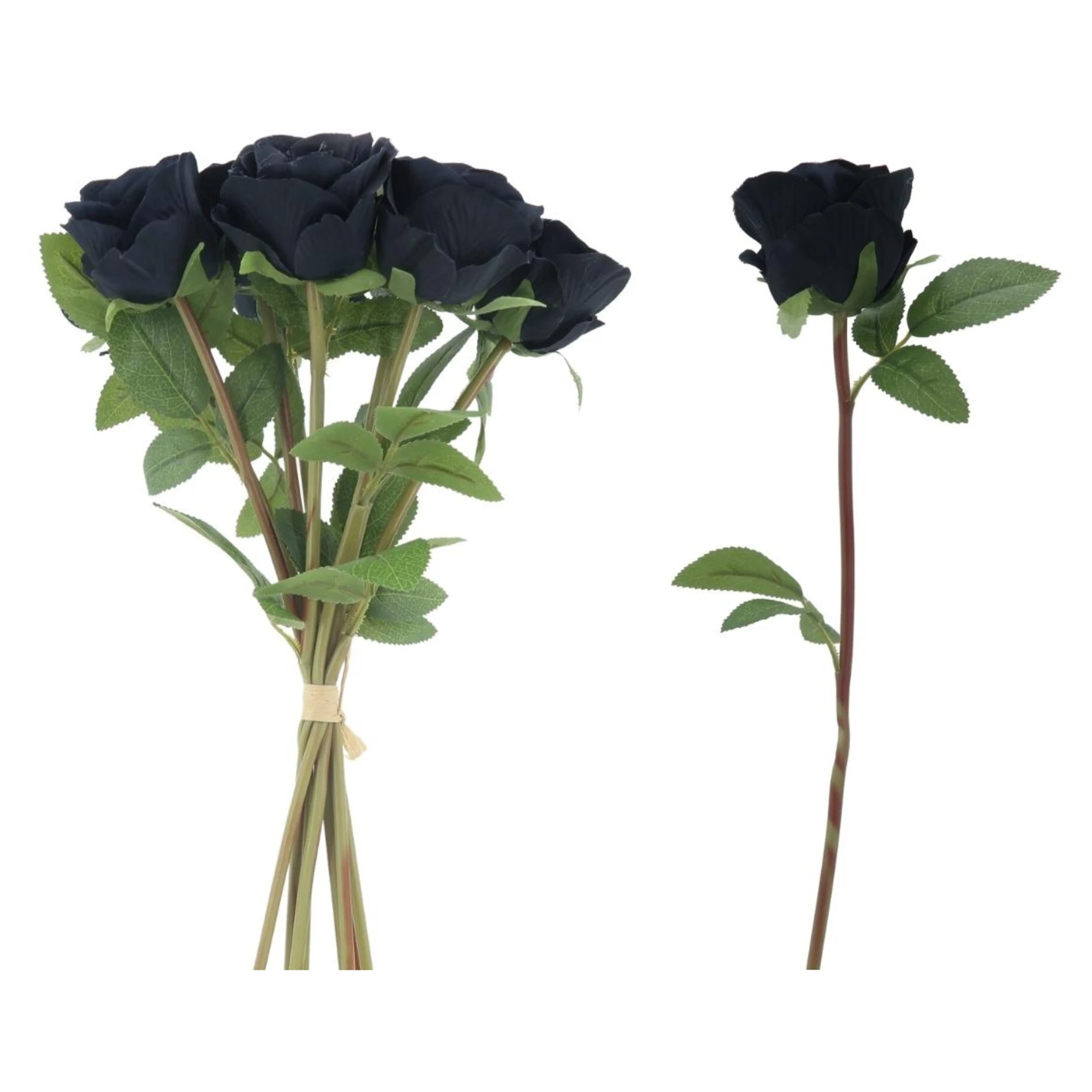Customized Artificial Flower Wholesale Silk Flowers Stem Silk Roses for Photograph Wedding Decoration Black Artificial Rose