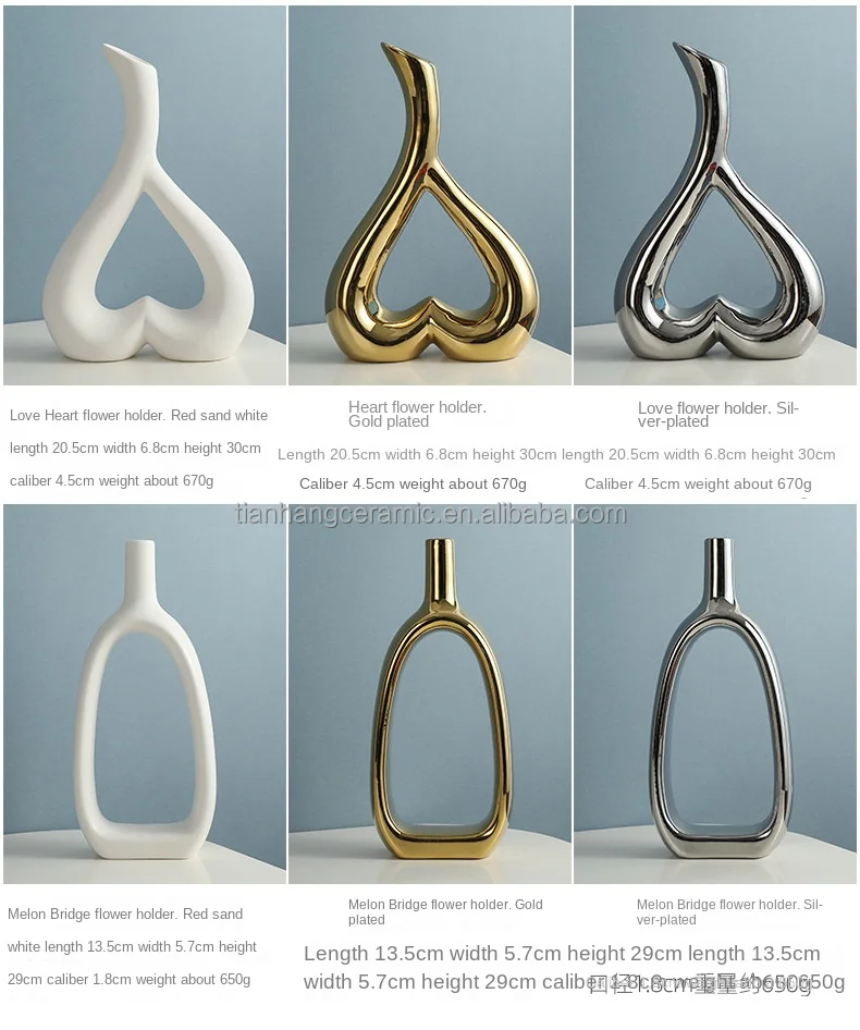 Nordic Ceramic Vase Home Decoration Ornaments Golden Silver White Ceramic Art Vases Home Decorations Crafts.jpg