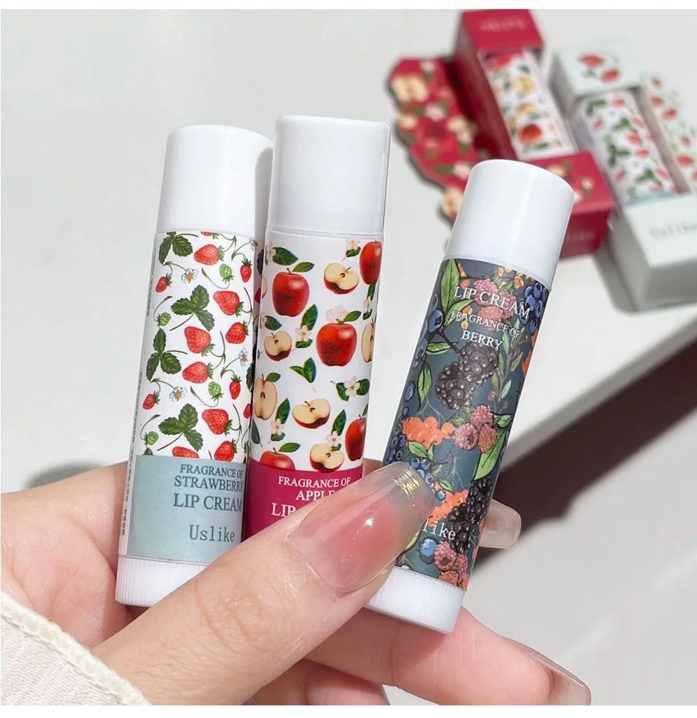 Uslike Fruit Solid Lip Balm Herbal Lip Balms Waterproof Clear transparent for Dry Lips winter lipstick primer protection
