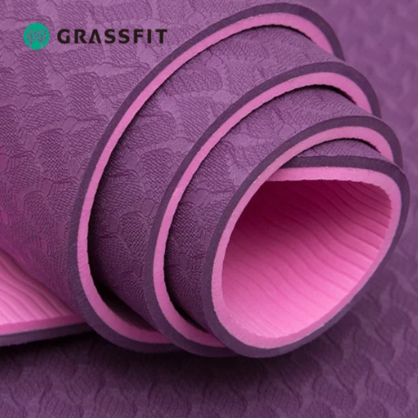 Custom Logo Yoga Mat Gym Home Workout Pilates Fitness Non-Slip High Density TPE 6mm Extra Thick YOGA Mat With Carrying Strap
