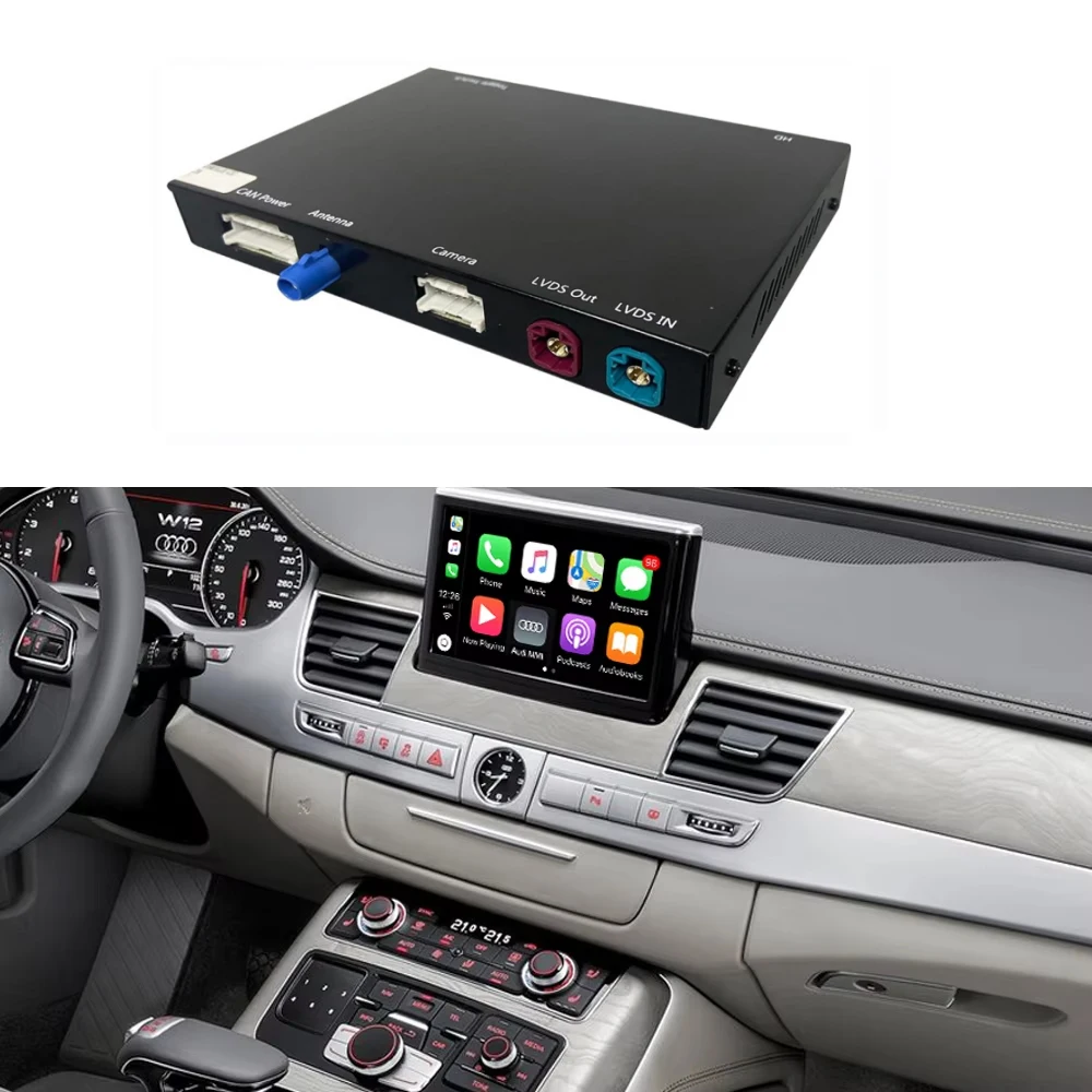 Road Top Wireless Android Auto Carplay Decoder For Original Vehicle Screen Undamaged Upgrade Of Audi A8 (2012-2018) with MMI 3G+