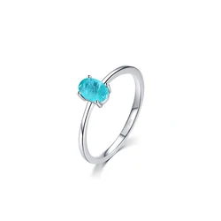 European and American style ING simple s925 sterling silver egg-shaped  opal tourmaline ring female