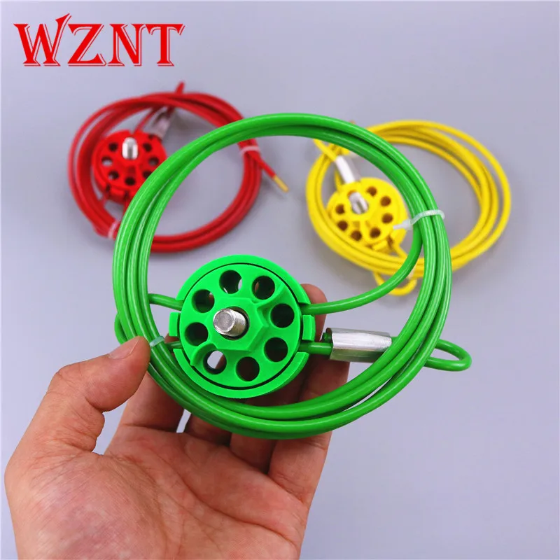 NTC03-2 RED GREEN YELLOW  ROUND MULTIPURPOSE CABLE LOCKOUT 8 HOLES WITH LOOP