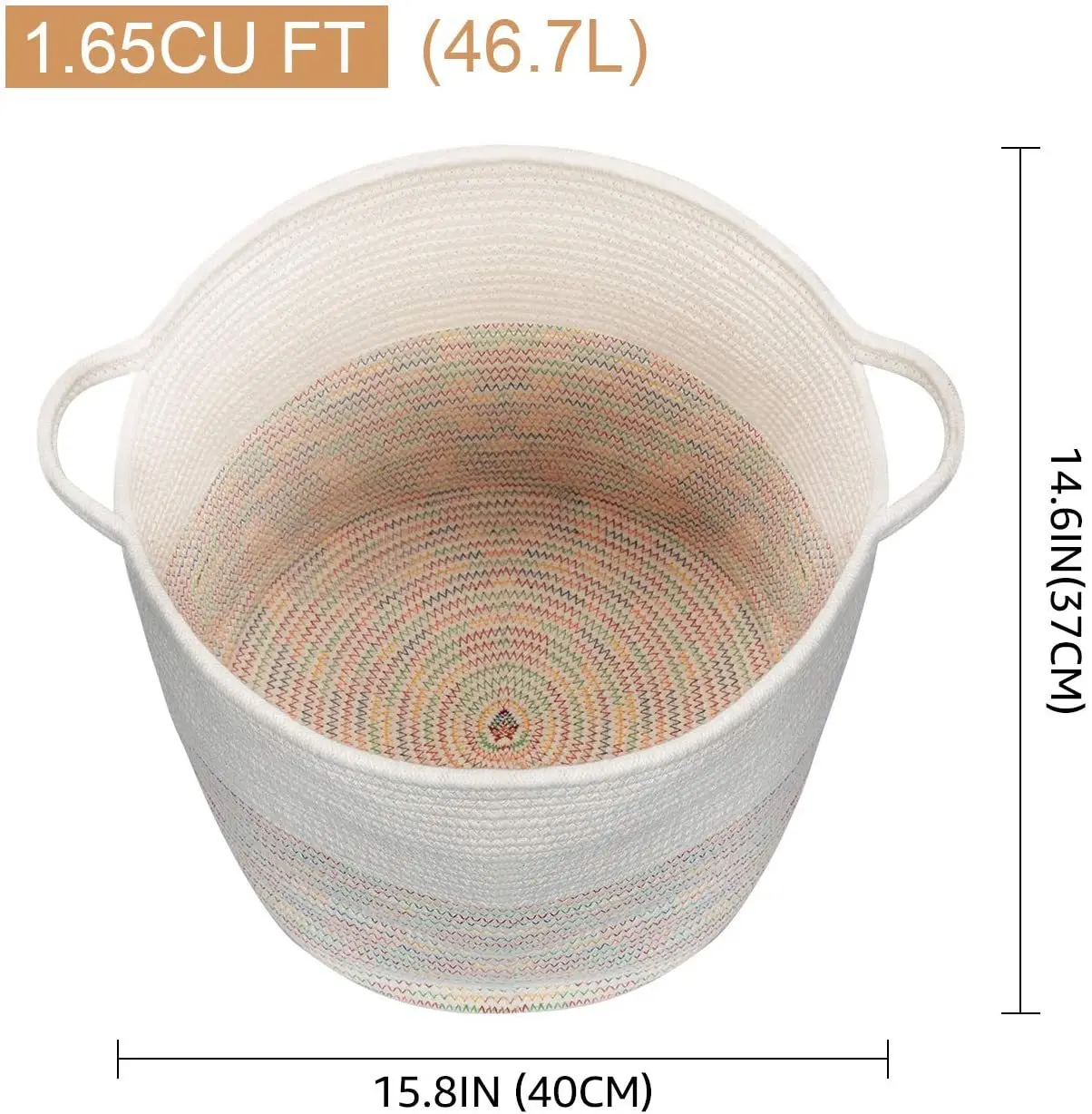 Woven Baby Laundry Basket for Blankets Toys Storage Basket with Handle Comforter Large Cotton Rope Basket