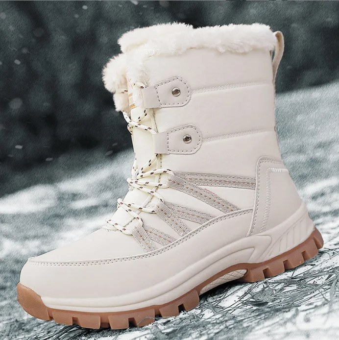 Winter Snow Boots women Warm Cotton Shoes Wear Resistant Outdoor High Top Lace-Up Large Size Cross-Border Boots For Women