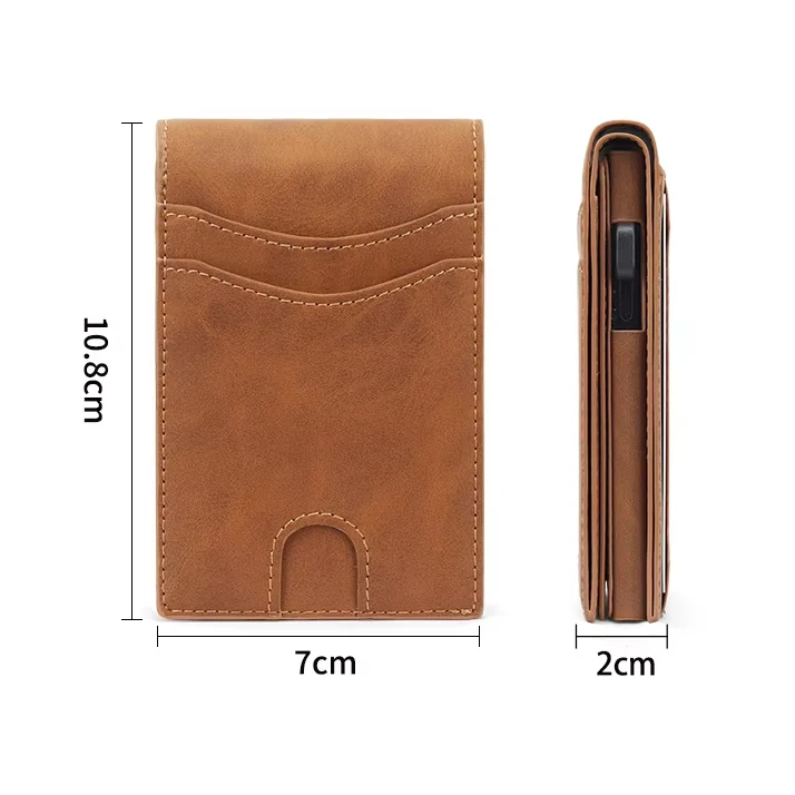 Billeteras Leather Magnetic Fold  Wallet RFID Blocking Pop Up Card Holder Wallet carteira masculina billetera hombre