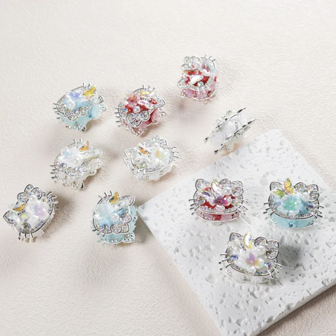 Handmade Cartoon Alloy Kitty Beads DIY Clay Metal Beads For Pen Keychain Phone Chain DIY Jewlery Making