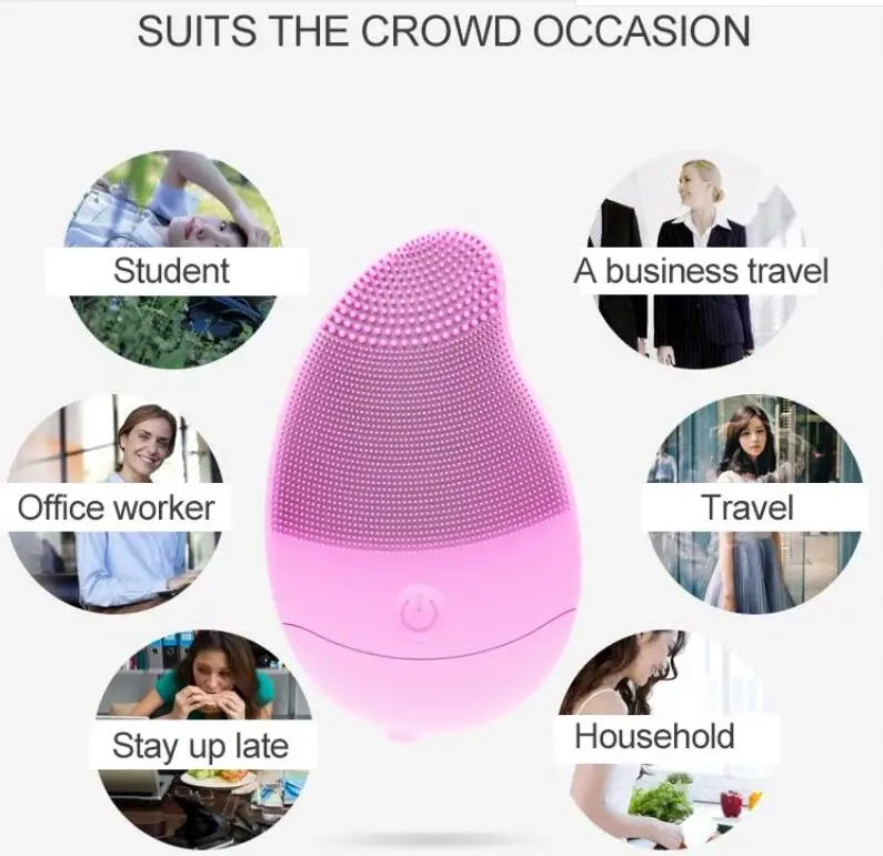 
Mini Silicone Electric Face Cleaning Massage Battery Powered Waterproof Facial Pore Deep Cleansing Brush Make Up Cleaner 