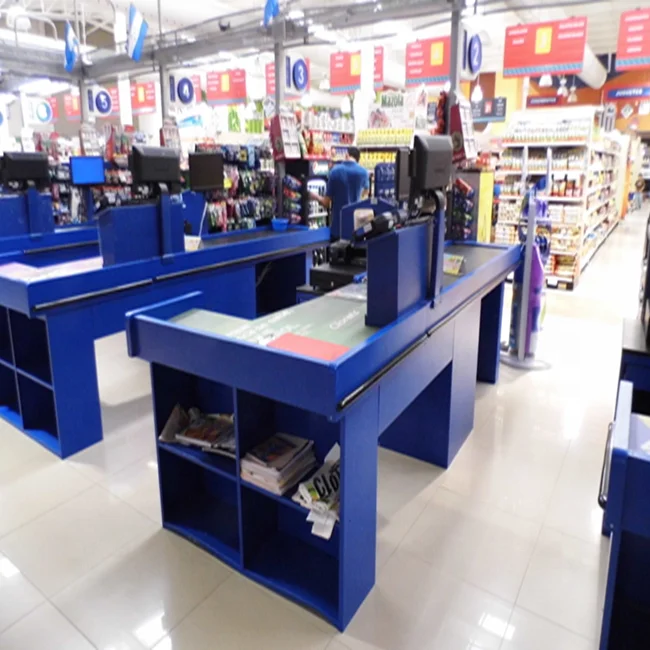 supermarket cashier counter with belted