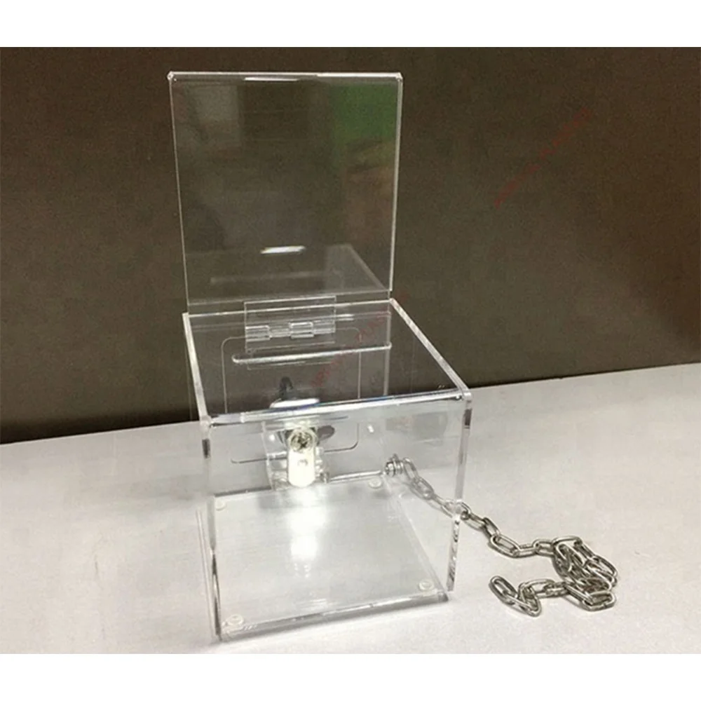 acrylic donation box with lock, secure donation box