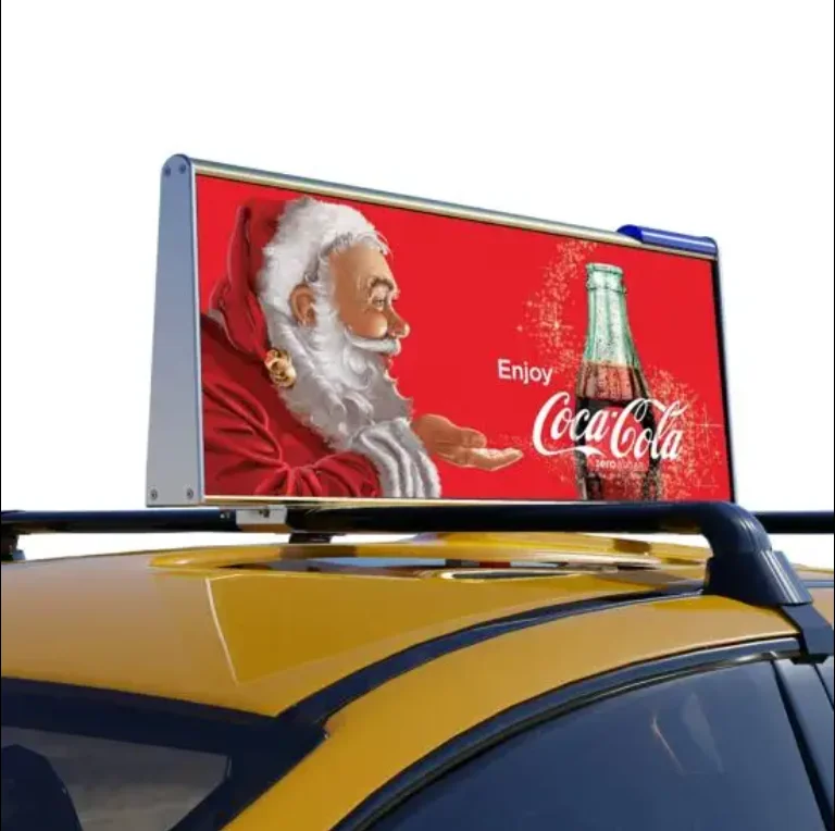 Source factory  pingcai High Resolution Taxi Roof Top LED Digital Display Screen P2.5 P2 mm Car Led Display for Advertising