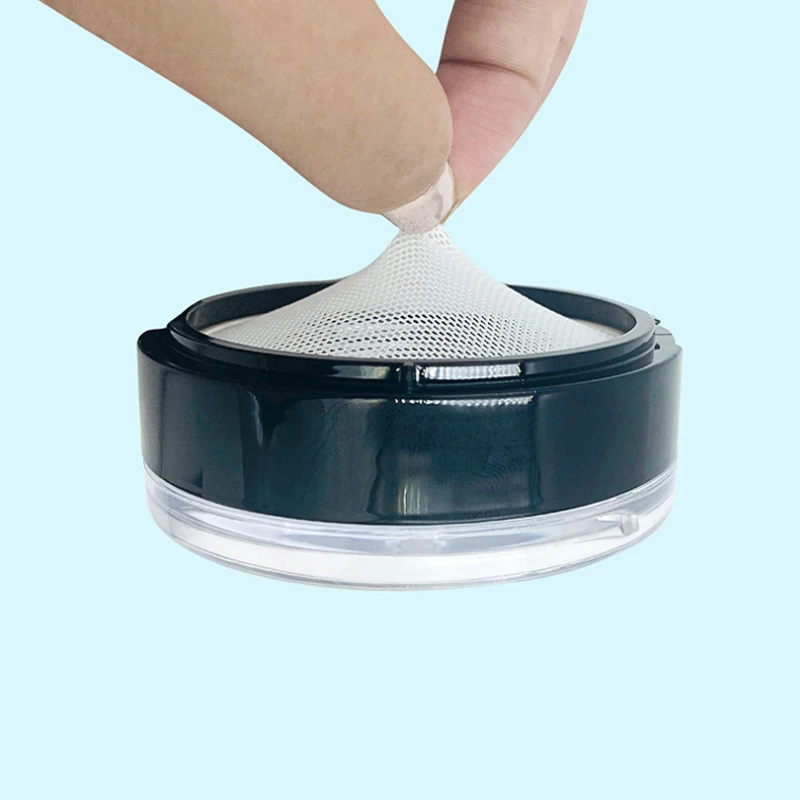 In Stock Pink Black Makeup Round Clear Empty Powder Packaging Container Case Box Plastic Loose Powder case Jar with Puff