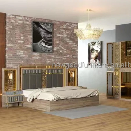 2023 Foshan factory modern design bedroom set furniture  luxury king queen size wooden bed on sale