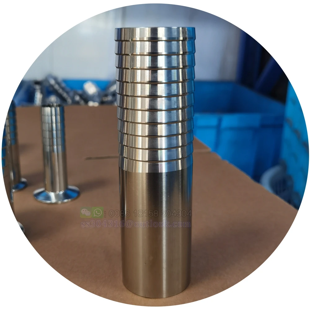 SS304 Sanitary Stainless Sanitary Weld Hose Barb Adapter Pipe Fitting Fit Tube O/D 6mm To 108mm Hose Barbed