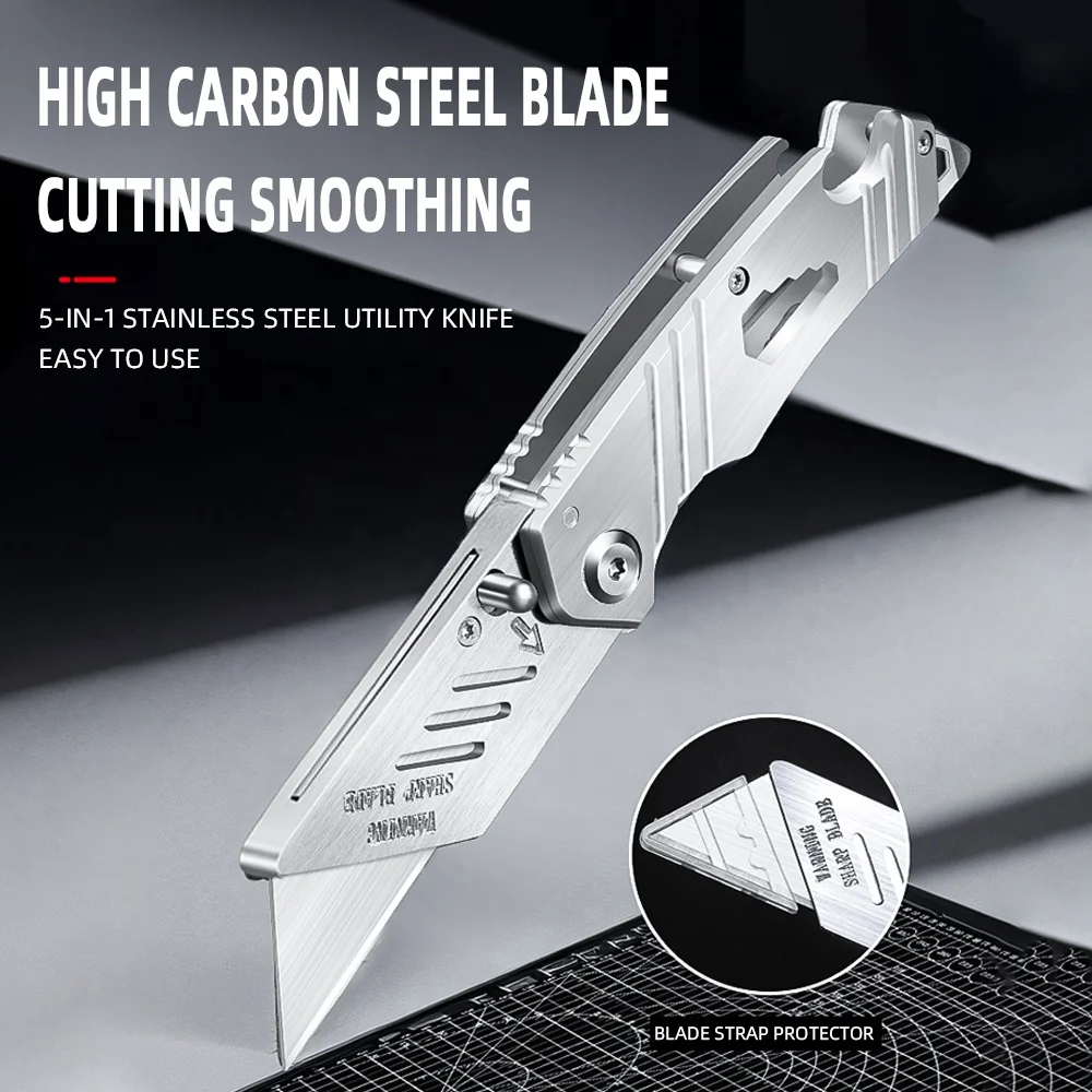 Stainless steel folding knife Heavy duty thickened leather knife Special leather cutting knife